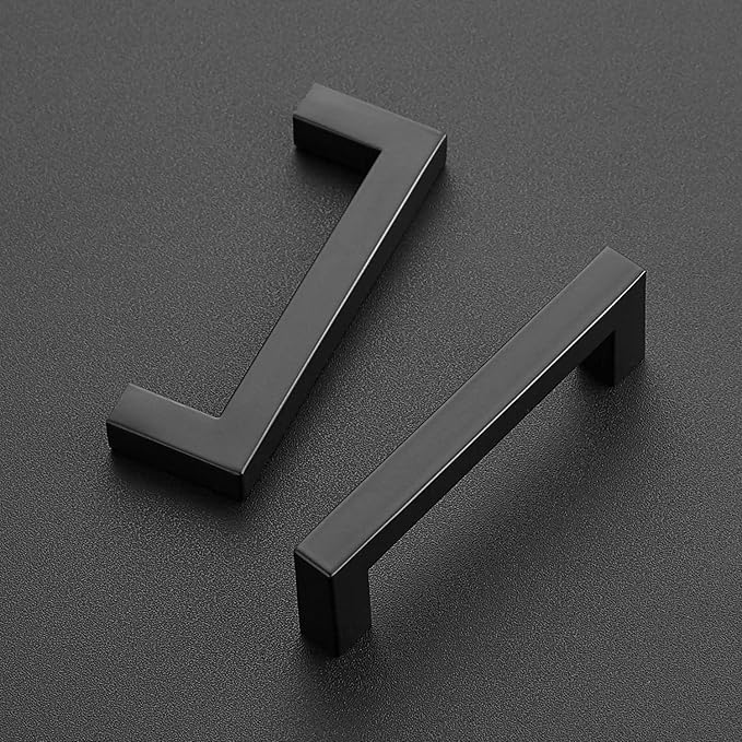 Ravinte 25 Pack Black Cabinet Pulls 3-3/4 Inch Square Kitchen Cabinet Handles Matte Black Kitchen Hardware for Drawer Pulls Drawer Handles Come with Screwdriver