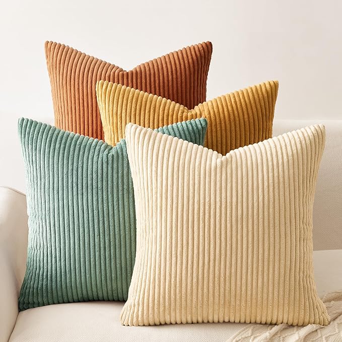 Topfinel Decorative Throw Pillow Covers Cushion Cases, Set of 4 Soft Velvet Modern Double-Sided Designs, Mix and Match for Home Decor, Pillow Inserts Not Included (22x22 inch, Orange/Teal)
