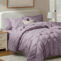 Nestl Queen Comforter Set 7 Piece - Pinch Pleated Comforters Queen Size Dusty Purple, Bed in a Bag Queen All Season, Queen Comforter Sets Bedding with Flat Sheet, Fitted Sheet, Pillowcases and Shams