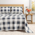 Great Bay Home Flannel Sheet Set Queen Size - 100% Turkish Cotton, Double-Brushed, Printed Bed Sheets - Ultra-Soft, Cozy, 4-Piece Bedding Set (Buffalo Check - Navy)