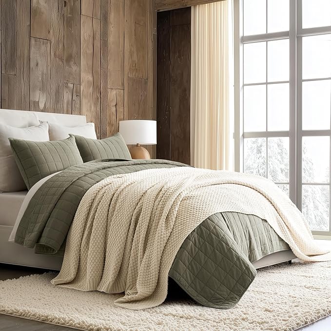 EVERGRACEHOME Chunky Chenille Knit Throw Blanket for Couch, Soft Luxurious Oversized Queen Moss Stitch Blanket for Bed, Large Cozy Farmhouse Knitted Throw for Sofa, Beige, 90" x 90"