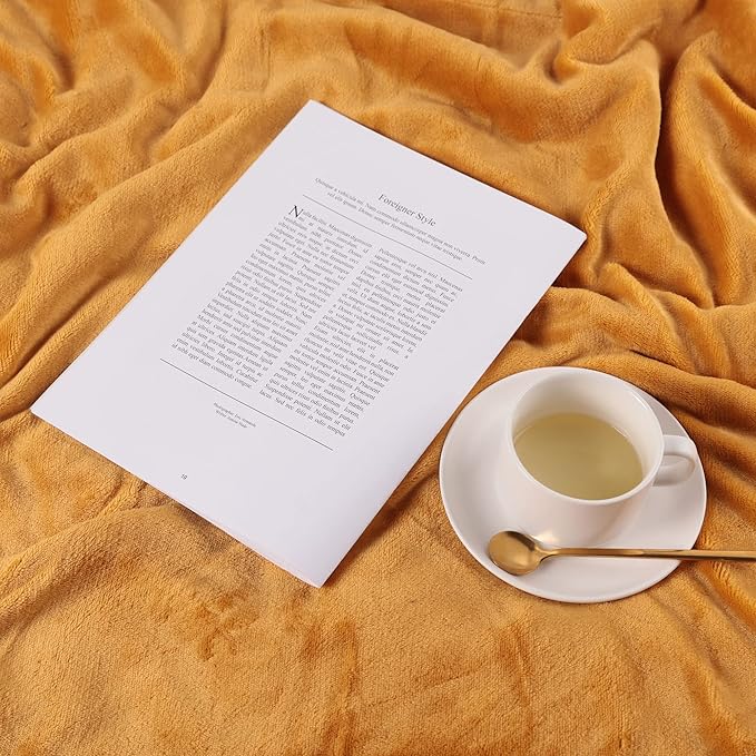NANPIPER King Size Sherpa Blanket, Soft Fleece Throw for Bed, Reversible Thick Fuzzy Blanket for Winter (Ginger Yellow, 90x108 inches)