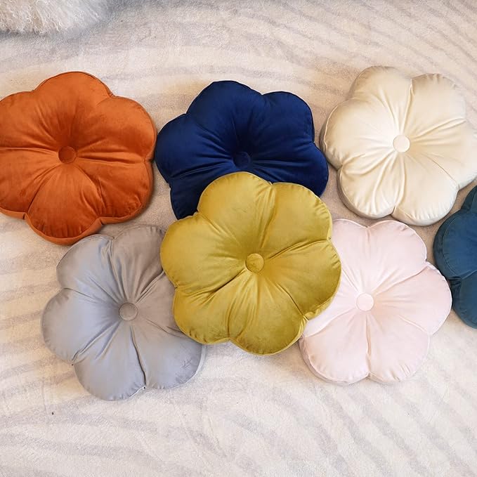 ARTMAGIC Flower Shaped Velvet Decorative Throw Pillow Cushion Ultra Soft Cute Floor Pillow for Couch Bed Sofa (Chartreuse)