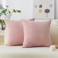 Home Brilliant Pillow Covers 20x20 Decorative Soft Velvet Corduroy Striped Square Throw Pillow Pack of 2 Cushion Cover for Bench, 50 x 50 cm, 20 x 20 Inch, Baby Pink