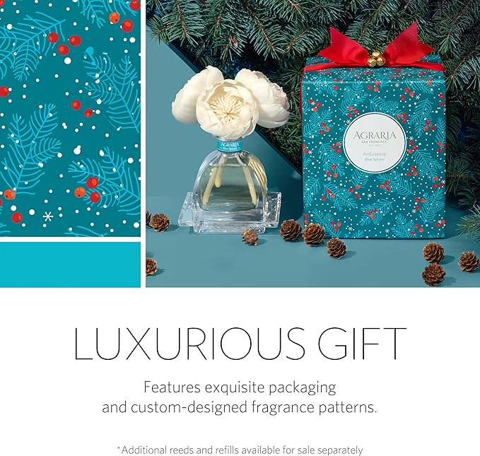 AGRARIA AirEssence & PetiteEssence Flower and Reed Diffuser Set, Luxury Home Fragrance Set, Scented Oil Reed Diffuser Gift for All Occasions