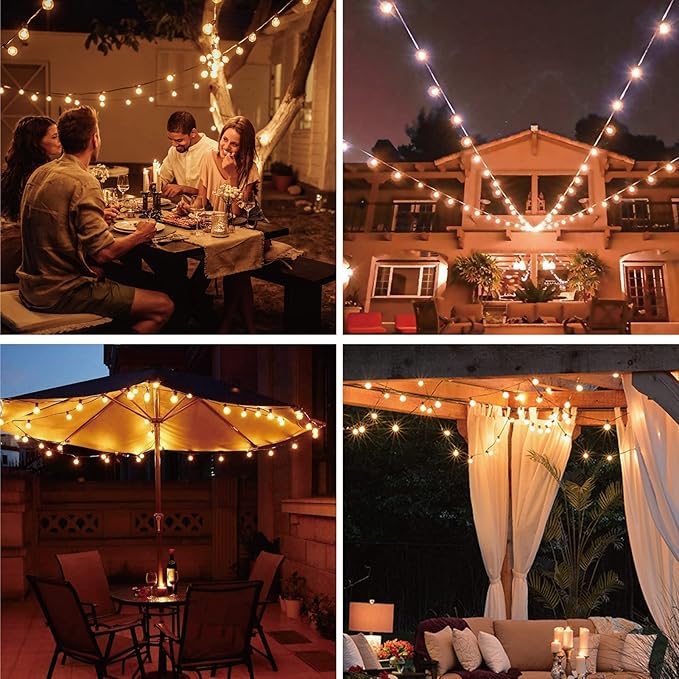 Meconard G40 Led Replacement Light Bulbs, 1.57 Inch 1 Watt Shatterproof LED Globe Bulbs for Indoor Outdoor String Lights, E12 or C7 Candelabra Screw Base Sockets, Warm White, 50 Pack