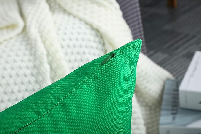 TangDepot Handmade Decorative Solid 100% Cotton Canvas Throw Pillow Covers/Pillow Shams, (12"x20", Bright Green)