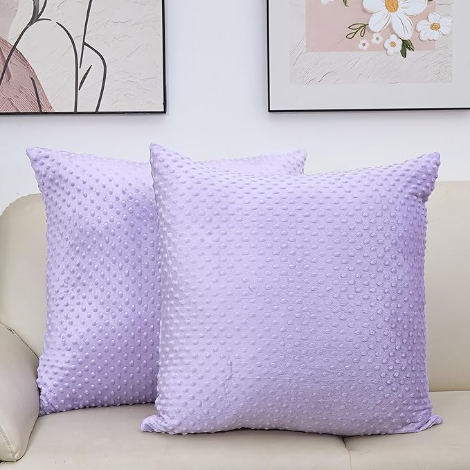 2 Packs Throw Pillow Covers, Neutral Decorative Couch Pillow Cover for Living Room Bed Sofa Rustic Farmhouse Boho Home Decor, Soft Plush Cushion Case Slipcover (Orchid, 26"x 26")