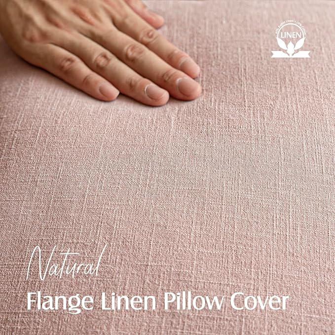 Foindtower Pack of 2, Decorative Linen Solid Throw Pillow Covers Soft Accent Cushion Case Boho Farmhouse Pillowcase for Bed Chair Couch Sofa Bedroom Living Room Home Decor 16 x 16 Inch Light Pink