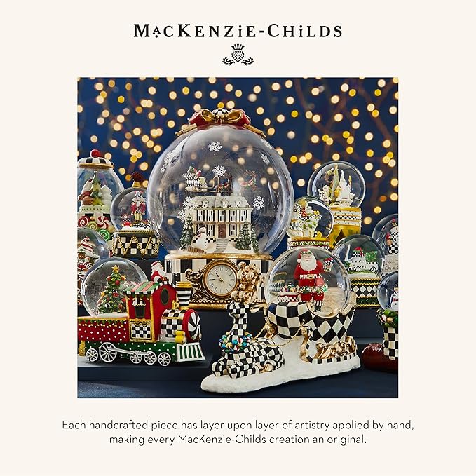MACKENZIE-CHILDS Christmas Snow Globe and Music Box, Unique Musical Snow Globe Christmas Decoration, Deary Deer