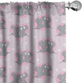 Ambesonne Pink and Grey Window Curtains, Little Mouse Characters with Hearts on Striped Backdrop Cartoon Lovers, Lightweight Decor 2-Panel Set with Rod Pocket, Pair of - 28" x 84", Grey Pink