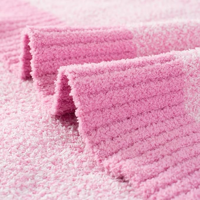 Carriediosa Heather Throw Blanket 50" X 60", 400GSM Ultra Soft Microfiber Fuzzy Fluffy Reversible Knitted Blankets Cozy Plush Lightweight and Warm Fall Throws for Couch, Bed, Sofa, Hot Pink