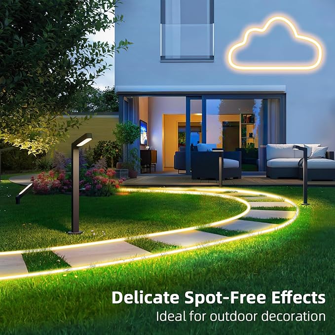 Lamomo LED Neon Lights, 24V Warm White Dimmable LED Rope Flex, 32.8ft Waterproof LED Strip Lights, Silicone 3000K Neon LED Strip for Bedroom Indoor Home Decor (Power Adapter Included)