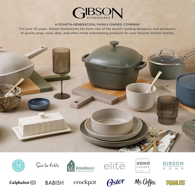 Gibson Elite Matisse Double Bowl Dinnerware Set, Service for 4 (16pcs), Green
