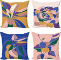 Ambesonne Floral Throw Pillow Cushion Case Pack of 4, Abstract Flowers and Petals with Exotic Vibes Colorful Modern Style, Modern Accent Double-Sided Digital Printing, 20", Rose Dark Violet Mustard