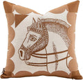 Premium Throw Pillow Covers 20x20 Inches - Tawny Birch Horse Chenille Jacquard Embroidery Decorative Couch Pillow Covers for Living Room Bedroom Sofa Home Décor