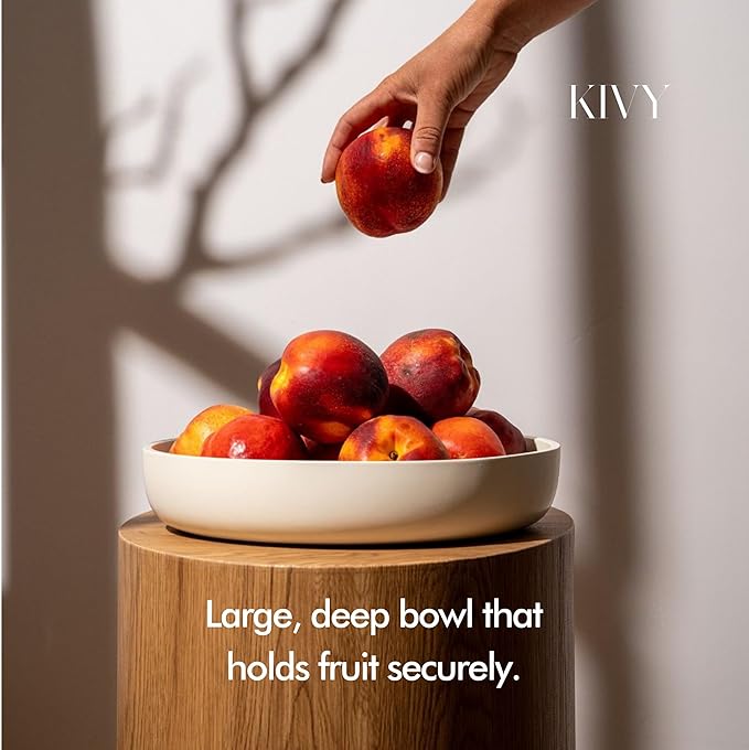 KIVY Concrete Fruit Bowl for Kitchen Counter - Large Decorative Bowl for Home Decor - Modern Fruit Basket for Entryway Table - Concrete Bowl - Decorative Bowls for Home Decor - White Fruit Bowl Decor