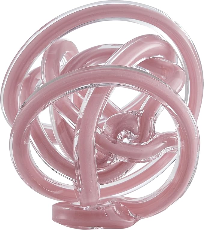 Danya B Nox Modern Glass Knot Loop Abstract Tabletop Sculpture - Smooth Light Purple or Textured Black Rope (Smooth Light Purple)