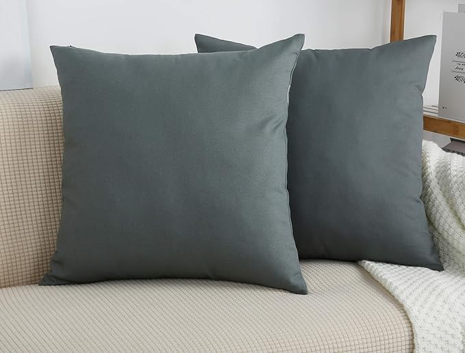 TangDepot Handmade Decorative Solid 100% Cotton Canvas Throw Pillow Covers /Pillow Shams, (18" x18" , Steel Grey, 1 Count (Pack of 1))