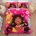 Tailor Shop Kawaii Black Girl Comforter Set King Bedding Sets for Girls Fantasy Magic Cosmetic Pink Comforter African American Black Girl Bedding Set Girls Room Decor with 2 Pillowcases