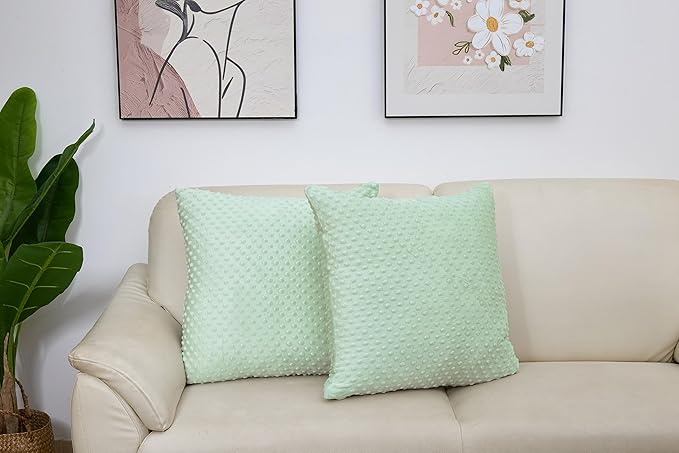 2 Packs Throw Pillow Covers, Neutral Decorative Couch Pillow Cover for Living Room Bed Sofa Rustic Farmhouse Boho Home Decor, Soft Plush Cushion Case Slipcover (Green, 22"x 22")