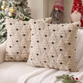 MIULEE Christmas Tree Decorative Pillow Covers Faux Fur Wool Throw Pillows Soft Plush Cushion Covers Set of 2 Xmas Home Decor Winter Holiday for Sofa Couch Livingroom Bed 20x20 Inch Beige