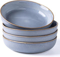 GBHOME 8.75'' Large Ceramic Pasta Bowls, 38oz Stoneware Pasta Serving Bowls Set of 4 for Kitchen, Wide Bowls for Fruit,Pasta,Salad,Oatmeal,Meal, Microwave Safe, Reactive Glaze-Blue