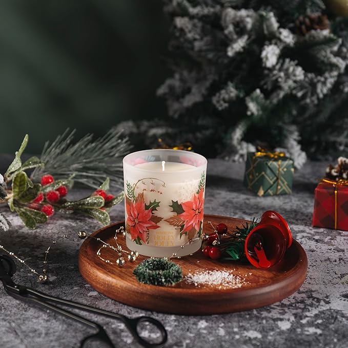 ROMIIE ZOI Christmas Scented Candle - 6oz Soy Wax Candle, Holly Jolly Decorations for Women, Infused with Citrus & Pine Aroma - Exquisite Red & Gold Gift Box Packaged for Christmas Holiday Season Gift