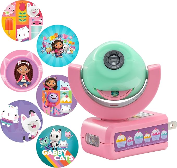 Projectables Gabby's Dollhouse LED Kids Night Light, Projector, Plug-in, Dusk-to-Dawn Sensor, for Bedroom, Bathroom, Playroom, Toyroom, 80079
