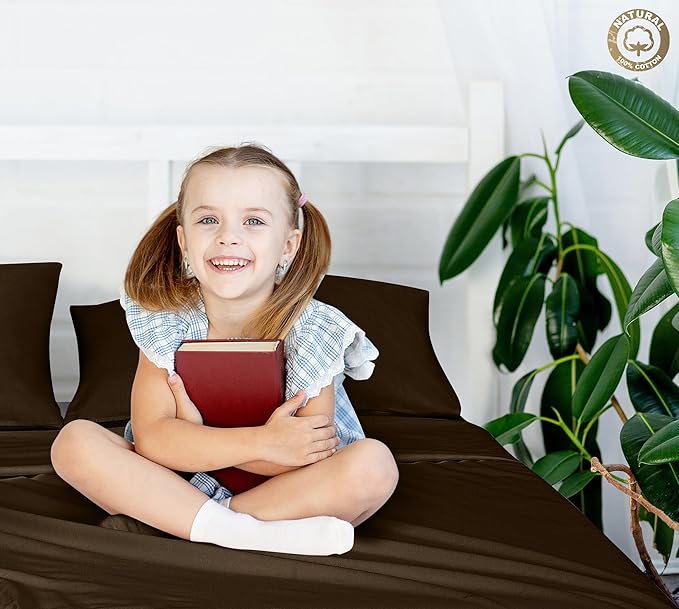 400 Thread Count 100% American Grown Cotton Chocolate Flat Sheet Only - Cooling Sheets - Luxury Sateen Weave - Full Size Flat Sheet Sold Separately - Super Soft Cotton Top Sheets (Full, Hazel Nut)