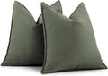 ZWJD Army Green Pillow Covers 20x20 Set of 2 Chenille Throw Pillow Covers with Elegant Design Soft and Luxurious Decorative Throw Pillows for Couch, Bed, and Home Decor