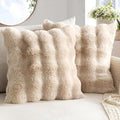 MIULEE Pack of 2 Decorative Pillow Covers Thick Soft Plush Faux Fur Throw Pillows Luxury Home Decor for Couch Bedroom Living Room Sofa,18x18 Inch Khaki