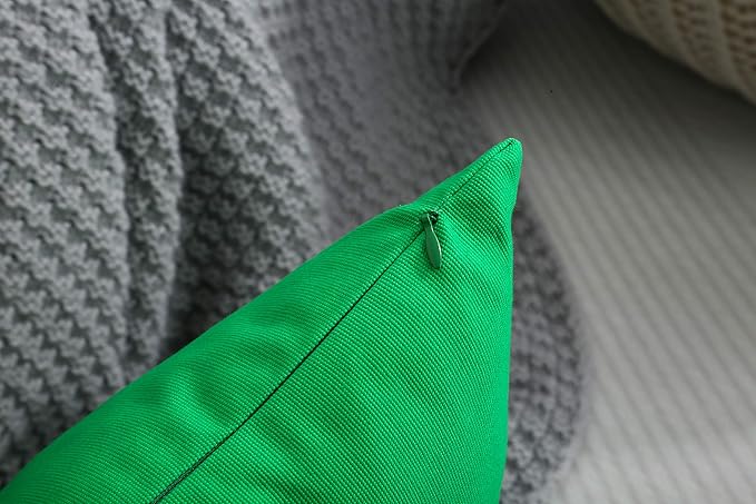 TangDepot Handmade Decorative Solid 100% Cotton Canvas Throw Pillow Covers/Pillow Shams, (26"x26", Bright Green)