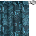 Ambesonne Scallop Window Curtains, Repetitive Seashell Aquatic Underwater Sea Creatures Pattern, Lightweight Decor 2-Panel Set with Rod Pocket, Pair of - 28" x 84", Blue Petrol