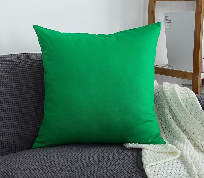 TangDepot Handmade Decorative Solid 100% Cotton Canvas Throw Pillow Covers/Pillow Shams, (26"x26", Bright Green)