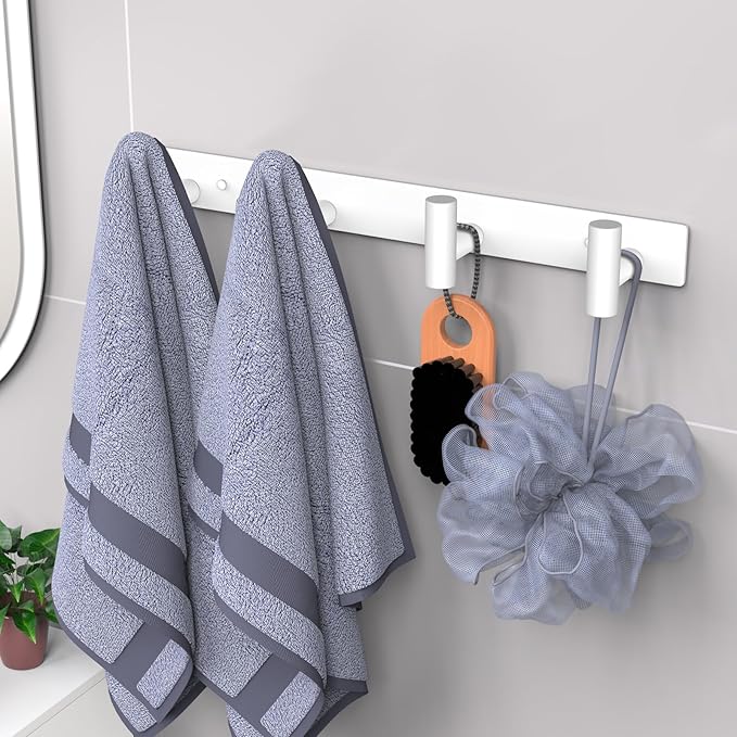 VAEHOLD Hat and Coat Wall Mount Rack - Hooks for Robes, Bags, Keys, and Towels - Bathroom Towel Hanger Organizer (White, “T“ Shape 4 Hooks 1 Pack)