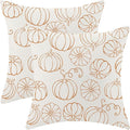 Fall Pillow Covers 18 x 18 Inch, Burnt Orange Pumpkin Decor Throw Pillows for Home Couch Bed, Autumn Harvest Thanksgiving Decorative Pillowcase Linen Cushion Cover Set of 2