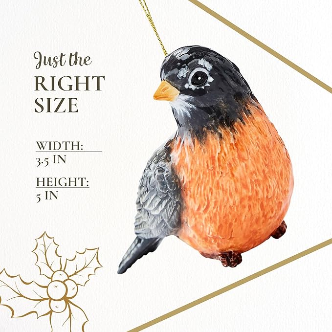 Spode Christmas Tree Robin Bird Ornament - Festive Holiday Decoration, Novelty Bauble Seasonal Essential - Ideal Holiday Keepsake for Christmas - Ornament for Home Decoration
