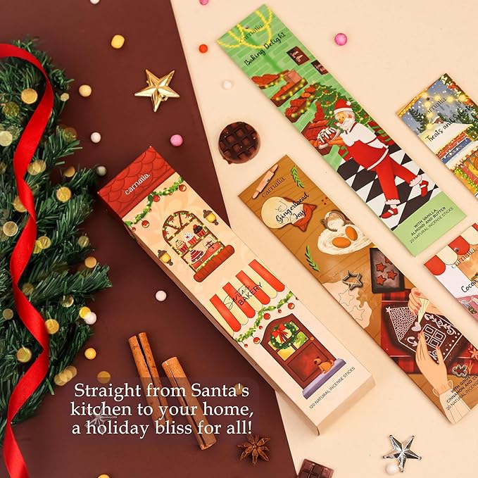 Carnatia Santa's Bakery Incense Set – 6 Warm & Cozy Scents | Holiday-Inspired Aromas for Year-Round Comfort & Joy!