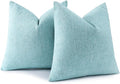 decorUhome Chenille Decorative Throw Pillow Covers 26x26 Set of 2, Farmhouse Textured Square Neutral Solid Accent Pillow Covers for Couch Sofa Bed Living Room Home Decor, Turquoise