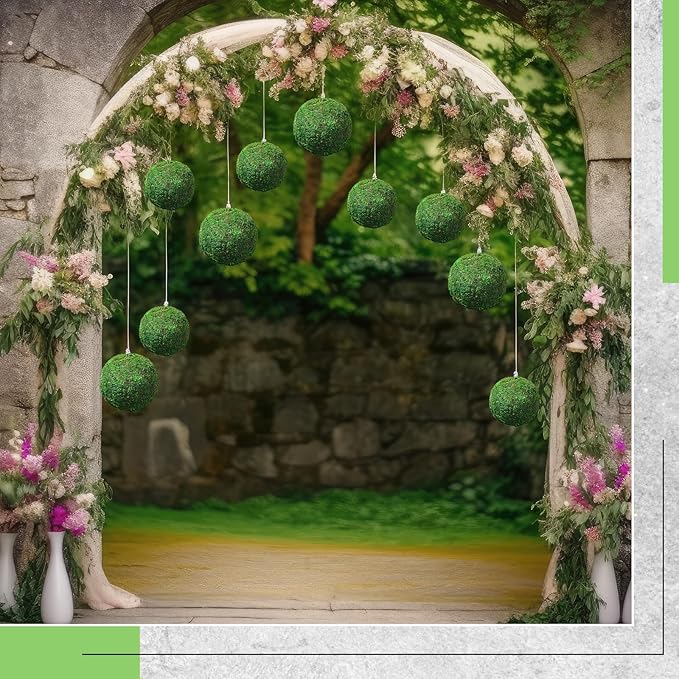 4 Pcs Large Green Moss Balls Artificial Moss Balls Spring Vase Bowl Fillers Hanging for Spring Home Wedding Garden Farmhouse Autumn Table Centerpieces Indoor Outdoor Decor (7.9'',5.9'')