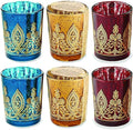 Kate Aspen 20205NA Tealight Henna Glass Votive Candle Holders, Indian Wedding Decorations and Party Favors (Set of 6), Assorted