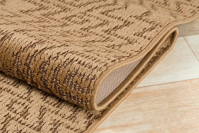 Custom Length Cut to Size Tribal Ethnic Southwestern Inspired Hallway Runner Rug, Non Slip Rubber Backed, 31 inch Wide X Customized Length, Inca Tan, 31 inch X 27 feet