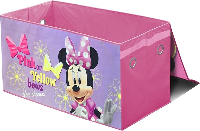Idea Nuova Disney Minnie Mouse Collapsible Children’s Toy Storage Trunk, Durable with Lid