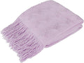 PAVILIA Lavender Purple Knit Throw Blanket for Couch Bed, Soft Knitted Farmhouse Sofa Throw for Living Room, Lightweight Decorative Summer Throw Blanket for Chair, Outdoor Textured Boho Blanket, 50x60