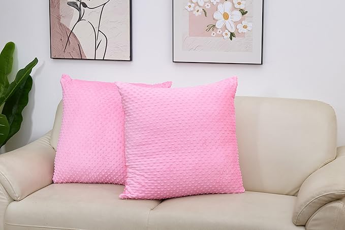 2 Packs Throw Pillow Covers, Neutral Decorative Couch Pillow Cover for Living Room Bed Sofa Rustic Farmhouse Boho Home Decor, Soft Plush Cushion Case Slipcover (Hot Pink, 26"x 26")