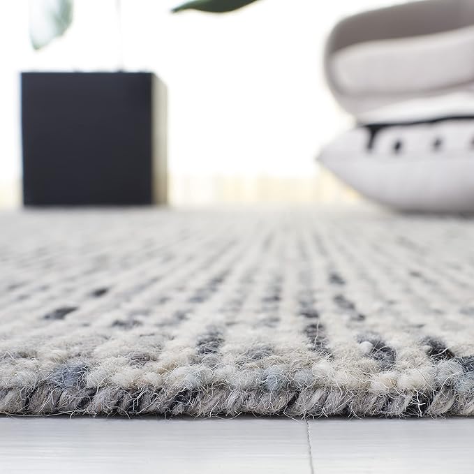SAFAVIEH Abstract Collection Area Rug - 9' x 12', Dark Grey & Ivory, Handmade Wool, Ideal for High Traffic Areas in Living Room, Bedroom (ABT468H)
