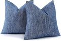 decorUhome Chenille Decorative Throw Pillow Covers 20x20 Set of 2, Farmhouse Textured Square Neutral Solid Accent Pillow Covers for Couch Sofa Bed Living Room Home Decor, Navy Blue