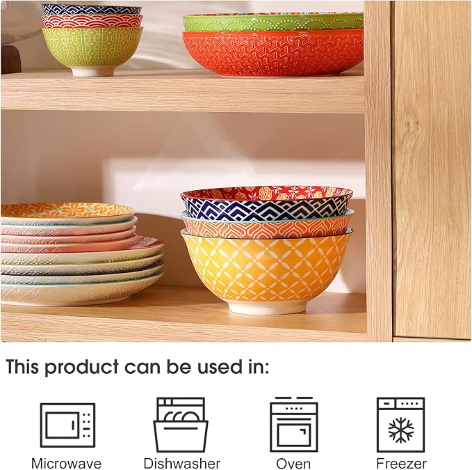 Large Salad Bowls, 48 Oz Serving Bowls for Soup, Pho, Pasta Rarmen, Stackable Ceramic Bowls for Kitchen, Set of 3, Microwave & Dishwasher Safe