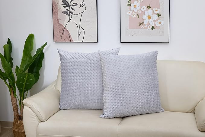 2 Packs Throw Pillow Covers, Neutral Decorative Couch Pillow Cover for Living Room Bed Sofa Rustic Farmhouse Boho Home Decor, Soft Plush Cushion Case Slipcover (Gray, 26"x 26")